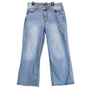 Judy Blue Wide Crop Jeans Womens 13/31 31x23 High Rise Light Wash Stretch Denim